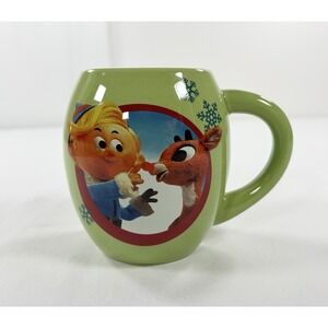New Rudolph the Red Reindeer & Hermire Large 18oz Green Barrel Coffee Mug Vandor